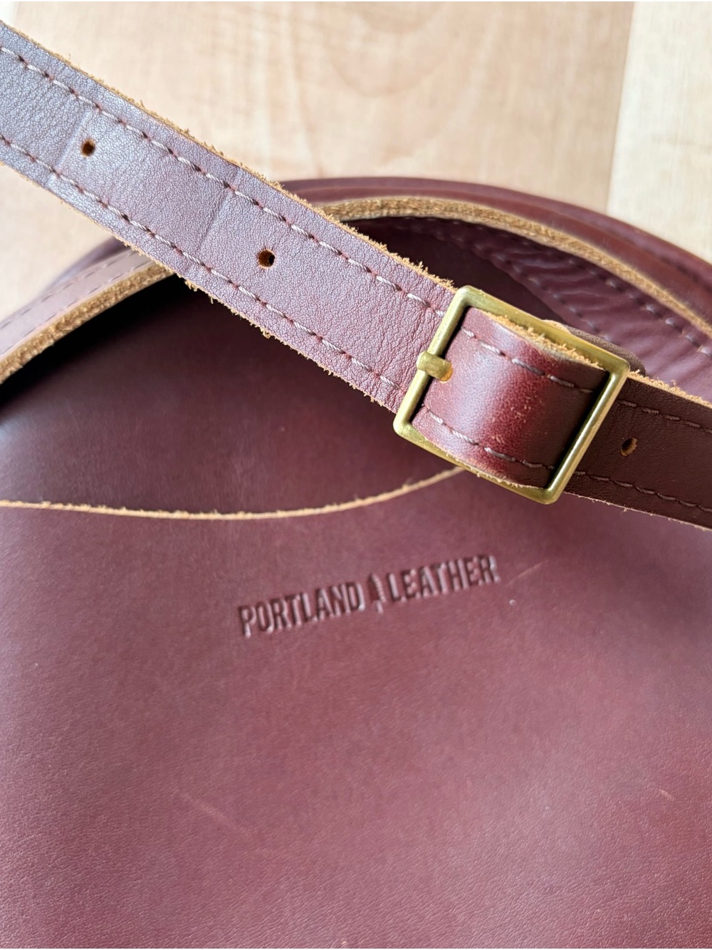 Portland Leather Large Circle Crossbody Bag - Cognac - Picture 12 of 12